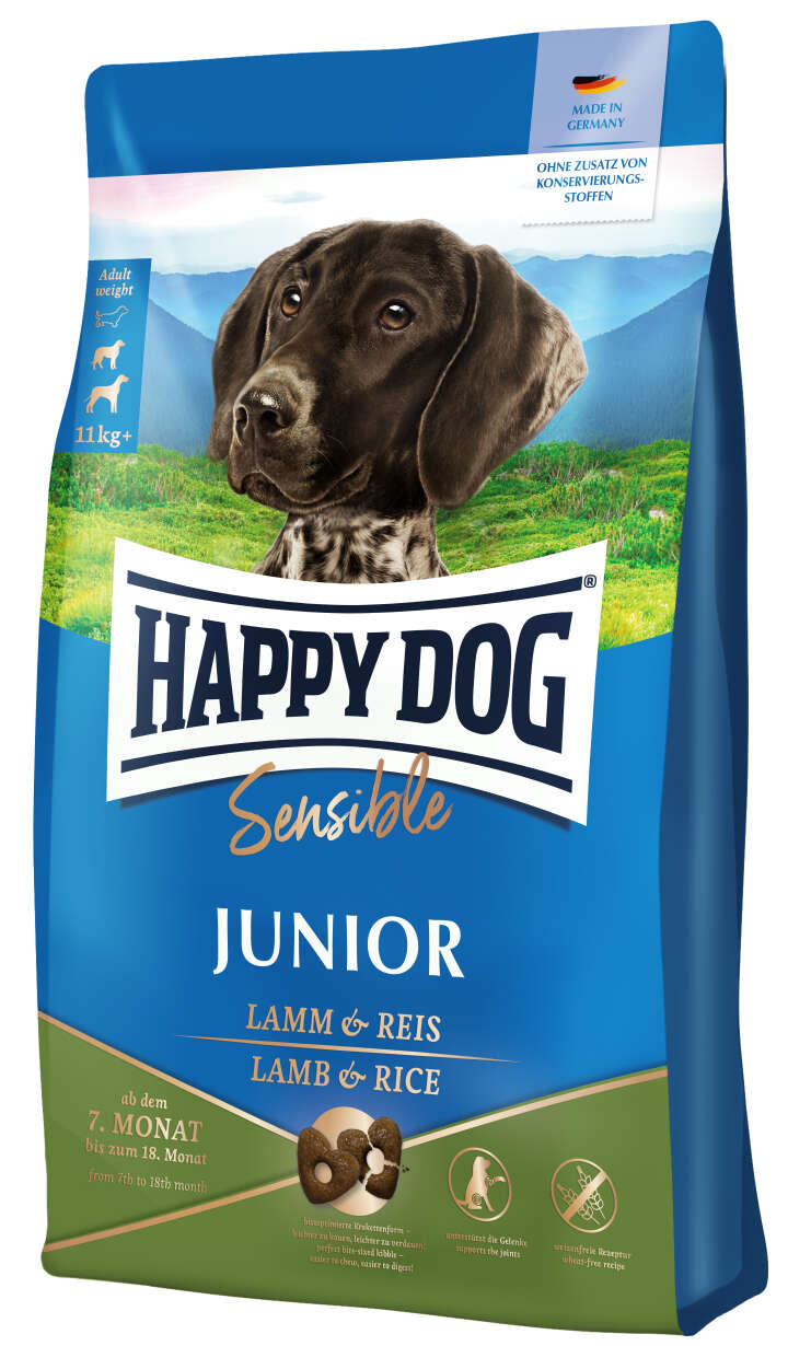 HAPPY DOG Hunde-Trockenfutter Sensible Junior Lamm & Reis